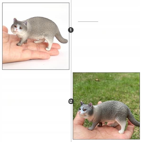 GREY CAT FIGURINE – REALISTIC TABLE DECORATION