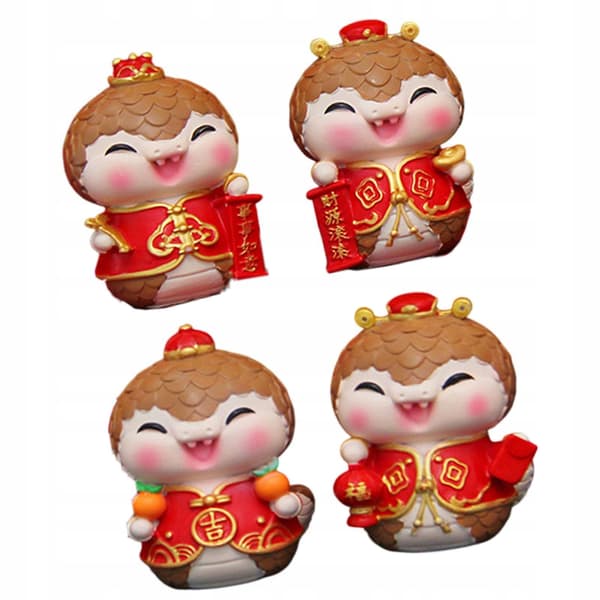 4 Chinese New Year mini snake figurines – a sturdy, creative snake statue