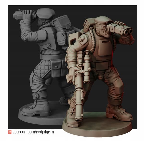 Airborn Sniper Team x3 Red Pilgrim Miniatures 28 m