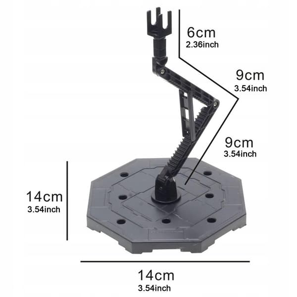 Action figure stand with height-adjustable angle Sturdy doll stand Support Black