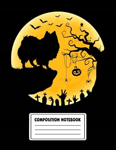 Halloween Composition Notebook: American Eskimo Dog and Moon Halloween Gi