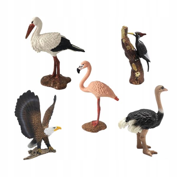 Set of 5 Handmade, Hand-painted Artificial Bird Models, Style C