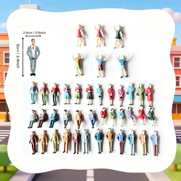 Set of Miniature Figures – Dolls, 1:30 Scale, Plastic, 6 cm, 52 pieces – Practical