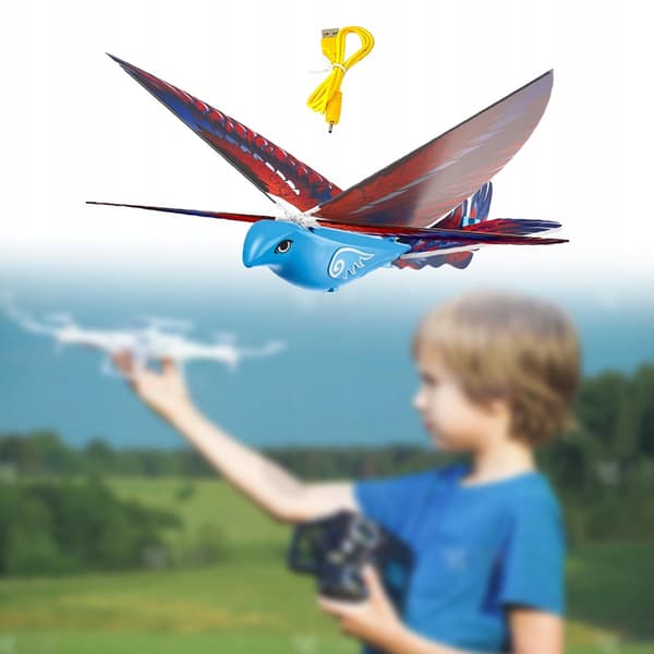 Electric bird toy Unique home décor Early learning Realistic flapping blue