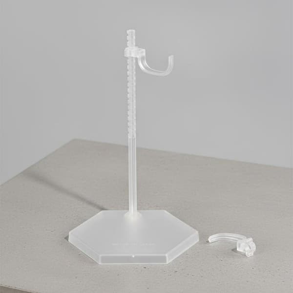 Action figure display stand with a stable base – adjustable, transparent, hexagonal