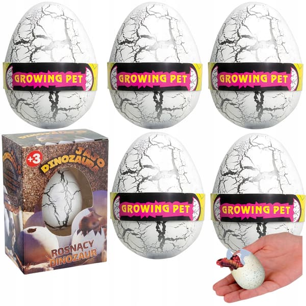5x DINOSAUR EGG: hatching, growing DINOSAUR – LARGE, PERFECT AS A GIFT