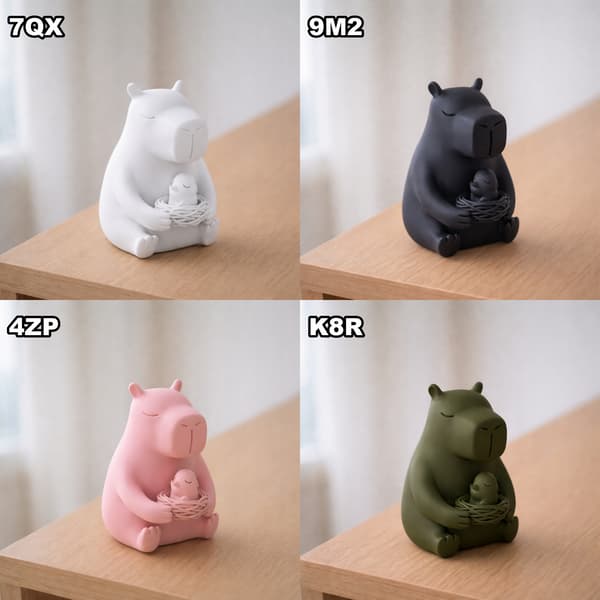 DECORATIVE CAPYBARA FIGURINE WITH A CHICK IN A NEST – MANY COLOURS