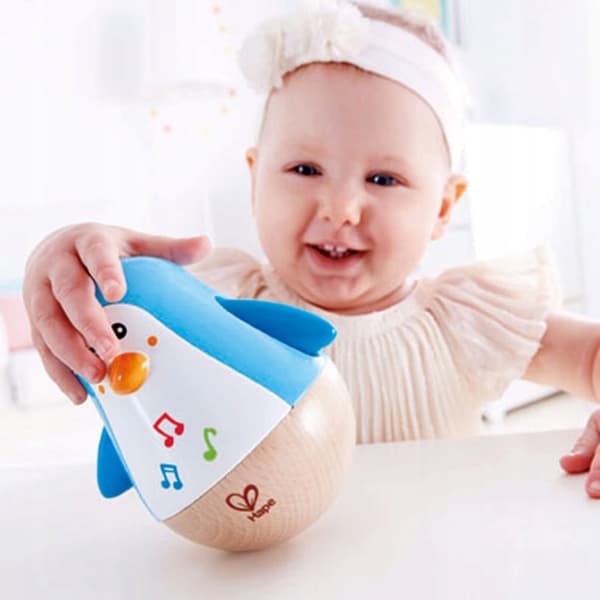 Hape Roly Poly Rocking Penguin with Sound, Blue, Beautiful