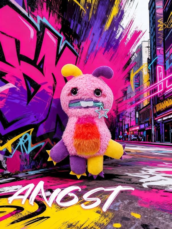 Nomster Nom Bad Mood Plush Keyring – Monster with a Pocket