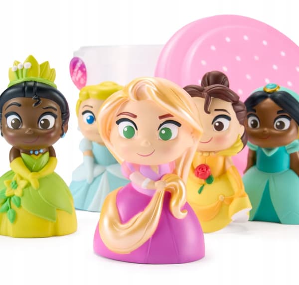 DISNEY Bath Figures: RAPUNZEL, BELLA, CINDERELLA, TIANA, JASMINE
