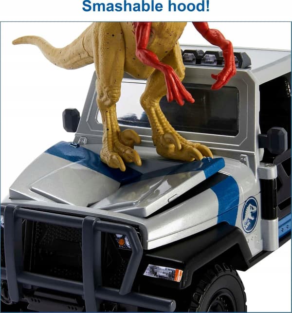 OFF-ROAD VEHICLE SET WITH DINOSAUR AND HUMAN FIGURINES