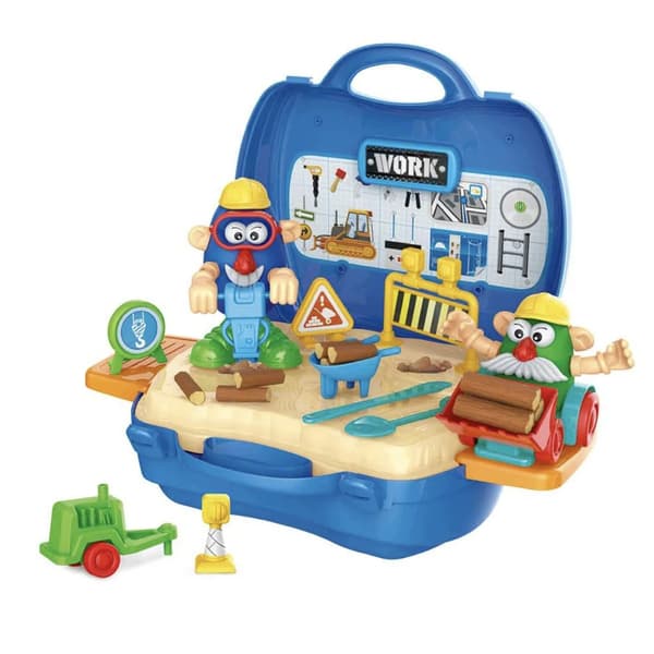 Construction Site SET with ACCESSORIES in a CHEST – 39 Pieces, CASE + MASCOT