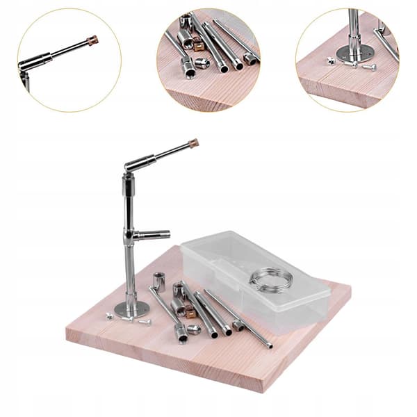 Display stand for action figures – Carved clay workbench with storage box