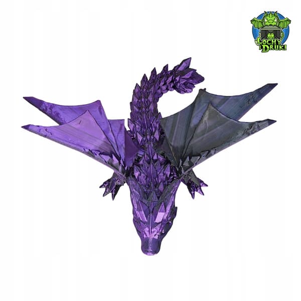 Crystal Winged Articulated 3D Dragon – Dungeons & Prints – Mystical Purple