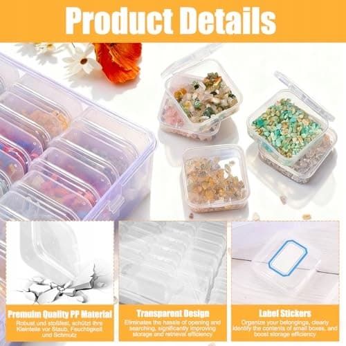 SORTING BOXES, 45 PIECES, TRANSPARENT WITH LID, SMALL ORGANISERS