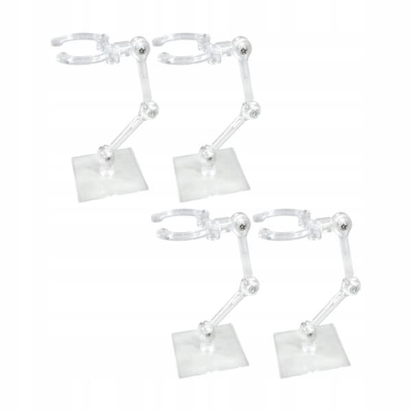 Hobby Action Figure Stand Base – Adjustable angle, plastic, 4-pack, clear, 4x4cm