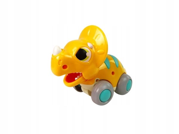 YELLOW DINOSAUR ON WHEELS FIGURINE