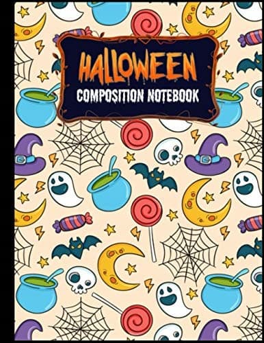 Halloween Composition Notebook: Halloween-patterned wide-ruled school composition notebook
