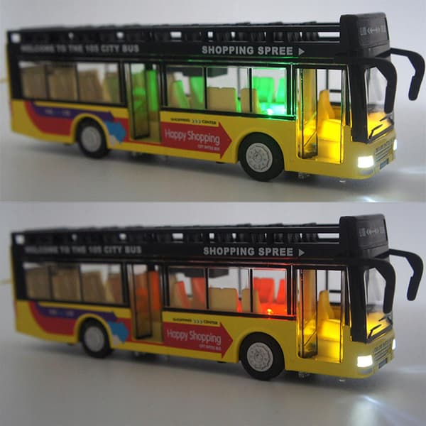 Diecast Bus Toy Simulation Alloy Ornaments Transit Bus Simulation Yellow