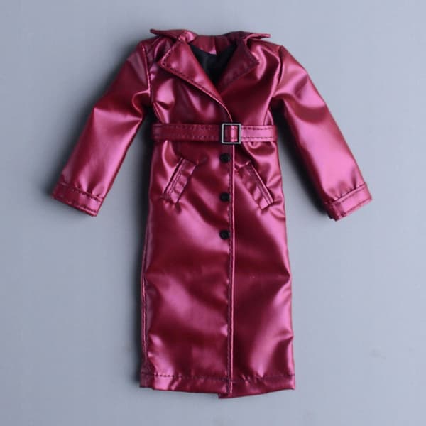 Miniature coat Action figure Trench coat with long sleeves Open front, violet