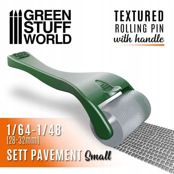 GSW 10495 Rolling pin with handle – Sett Pavement Small (imprint roller m