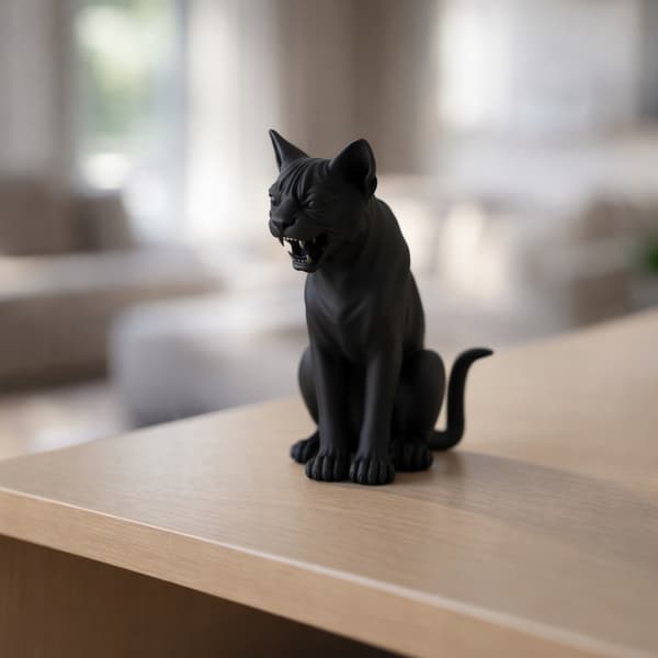 DECORATIVE SITTING CAT FIGURINE – METALLIC FINISH, MANY COLOURS