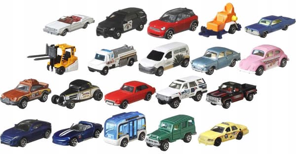 Mattel Matchbox: 20 licensed vehicles, namely