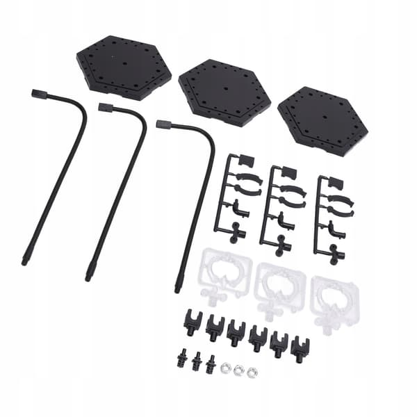 3-pack figurine stand. ABS. Bendable steel base for 64-series dolls