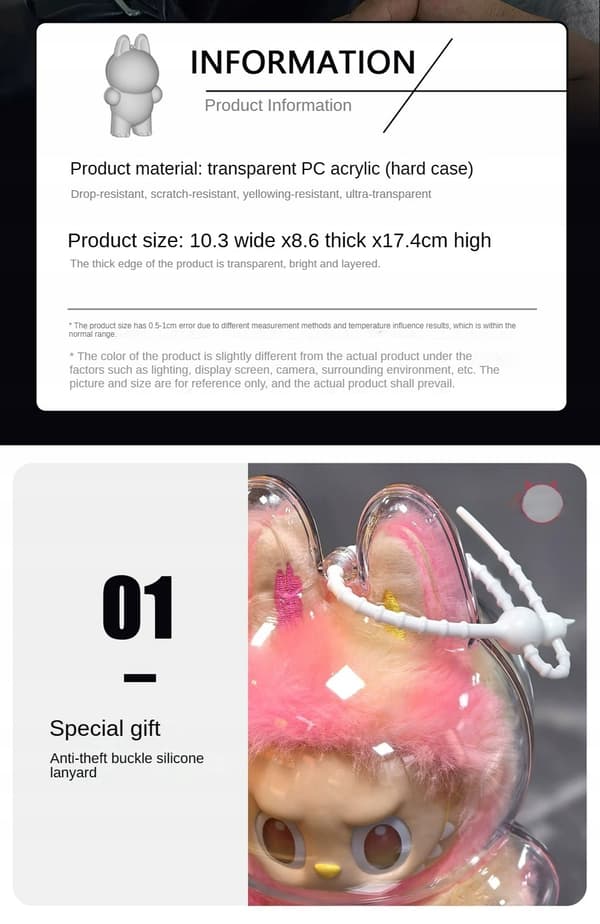 LABUB Transparent Dust-Proof Case – Transparent Rabu Case