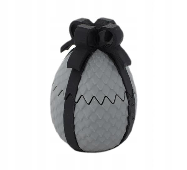 Sani figurine, Egg with ribbon, 75 x 110 mm, Grey, Black