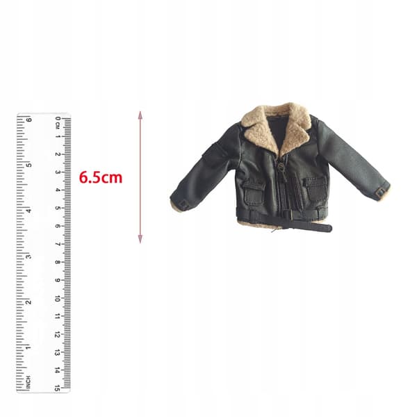 Jacket for 1:12 scale male figures, miniature jacket with pockets, black