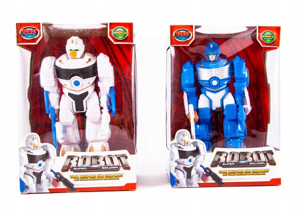 THE ROBOT WALKS, SHOOTS AND GLOWS IN DIFFERENT COLOURS
