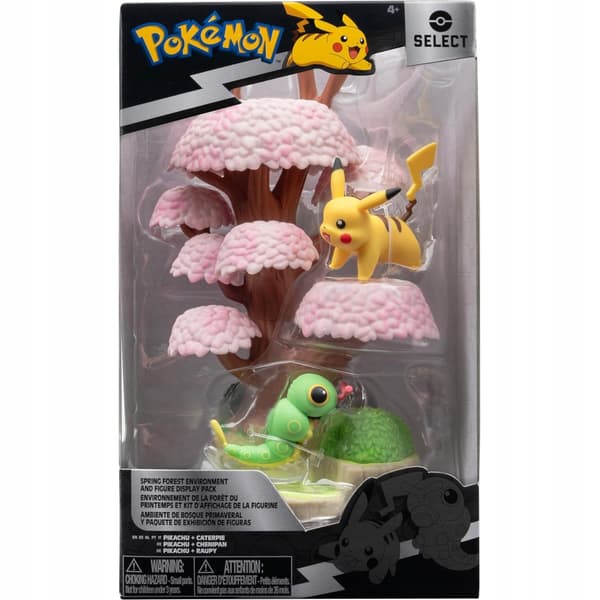 POKEMON SELECT SPRING FOREST ENVIRONMENT FOREST TREE PIKACHU CATERPIE