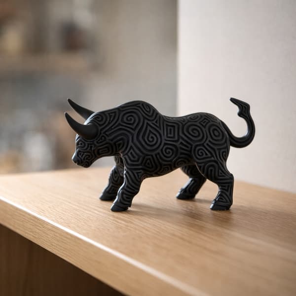 DECORATIVE BULL FIGURINE WITH A SPIRAL PATTERN FOR INTERIORS – AVAILABLE IN MANY COLOURS