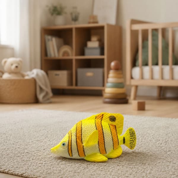 Copper-Coloured Rubber Butterfly Fish Figurine – Stretchable and Realistic, 10 cm