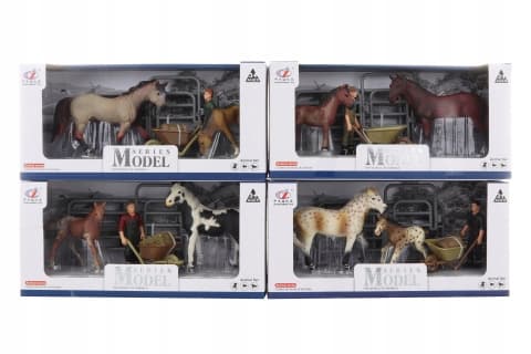 Set: horse, foal and farmer – with accessories