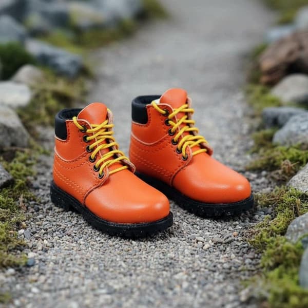 1:6 scale combat boots, high-top style 1:6 scale boots, handmade, light green