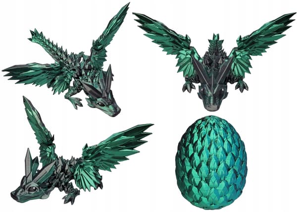 Movable Dragon with Wings and a Dragon Egg – Mistic Green Crystal Dragon Set