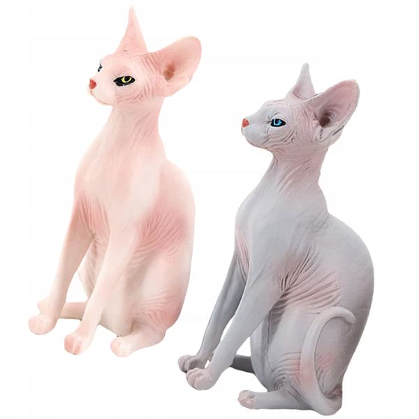 2 COLOURFUL DECORATIVE PVC CAT FIGURINES