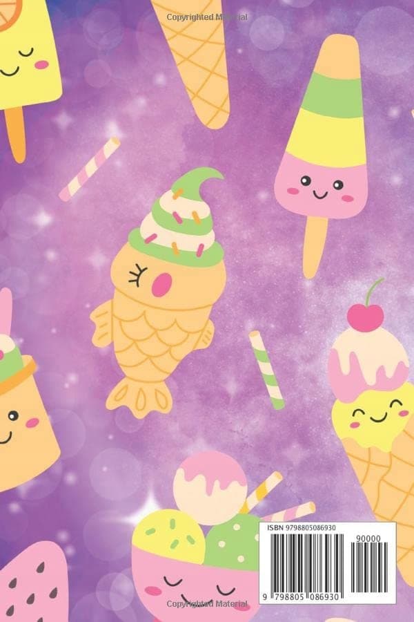Cute Kawaii Unicorn Ice Cream Notebook with blank pages inside: Well Designed