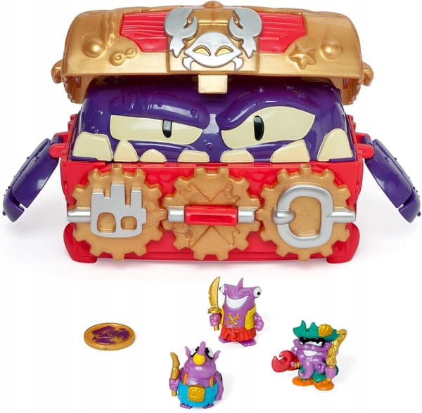 TREASURE CHEST WITH A MONSTER AND PIRATE FIGURINES, INCLUDING ACCESSORIES
