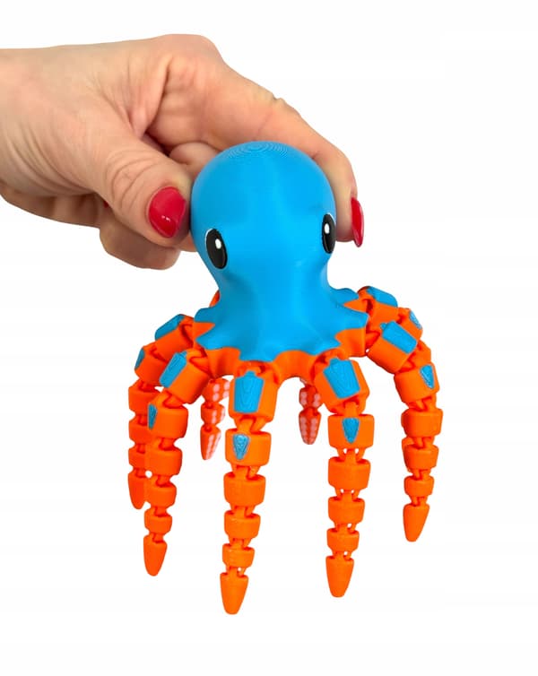 3D segmented octopus, movable figurine with 8 flexible tentacles, toy