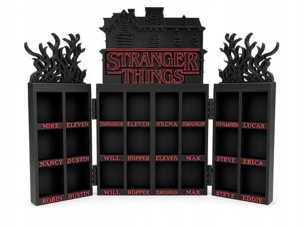 Foldable Chest-Style Shelf for STRANGER THINGS FIGURINES with illuminated letters