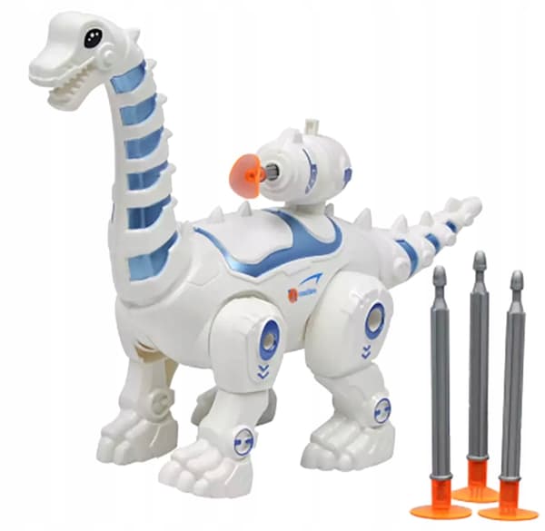Interactive dinosaur robot toy with LED lights – large, walking and shooting