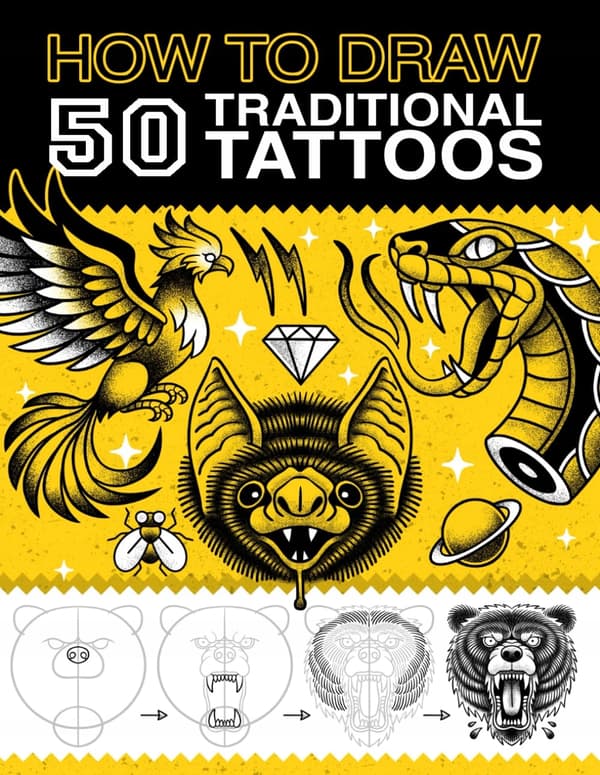 Learning, Hardcore: How to Draw 50 Traditional Tattoos: A Complete Guide to Dr