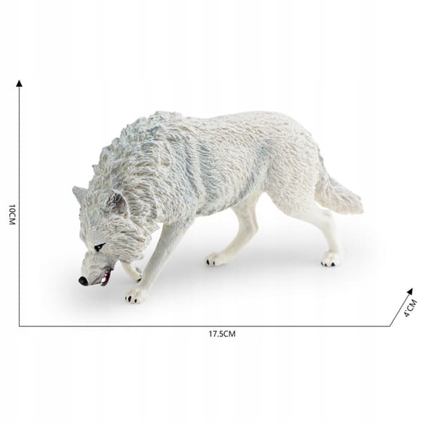 Mini Wolf Figurine – Desk Ornament – Hand-Painted Craft Model – White