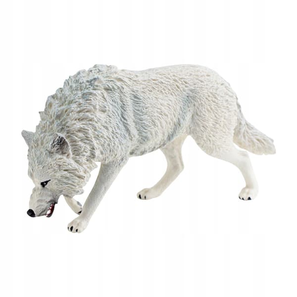 Mini Wolf Figurine – Desk Ornament – Hand-Painted Craft Model – White