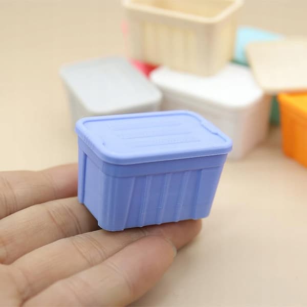 1:12 scale doll’s house storage box – grey ‘Scenes from everyday life’ home décor