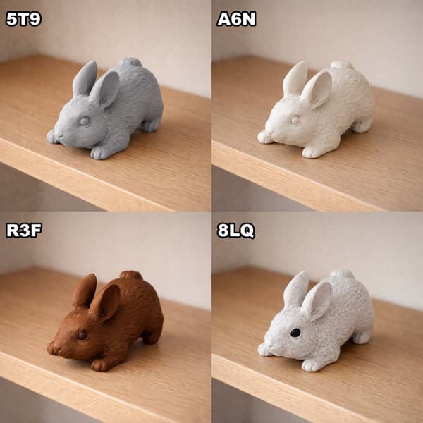 FIGURINE: RECLINING RABBIT STRETCHING – SHELF DECORATION – MANY COLOURS