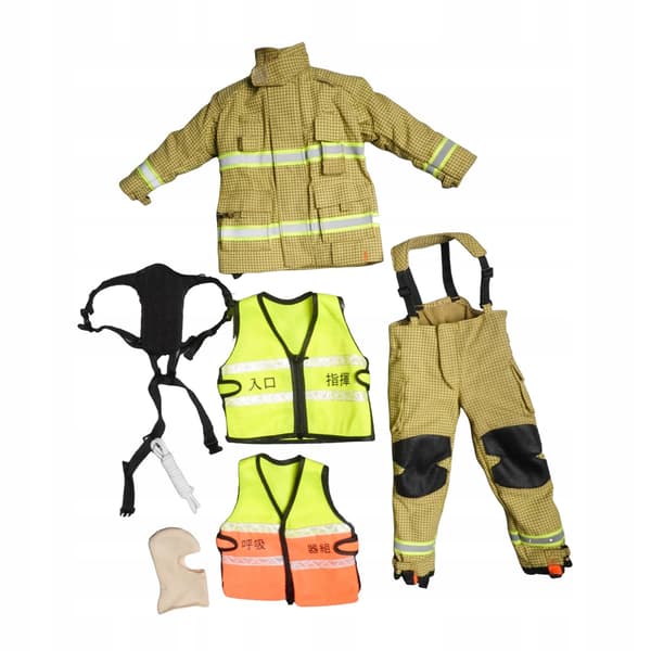 1/6 Action Doll Firefighter Outfit – Handmade Formal Fireman’s Uniform, Light Yellow